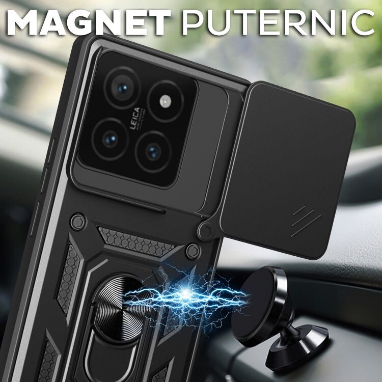 Husa pentru Xiaomi 17 DaDen® Hybrid Armor Kickstand, Slider Camera, Antisoc, Protectie Superioara, Negru