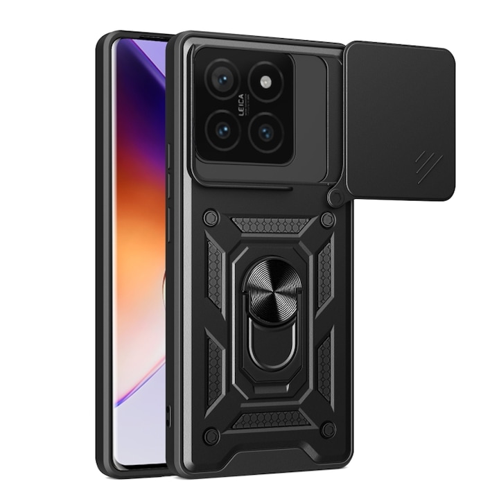 Husa pentru Xiaomi 17 DaDen® Hybrid Armor Kickstand, Slider Camera, Antisoc, Protectie Superioara, Negru