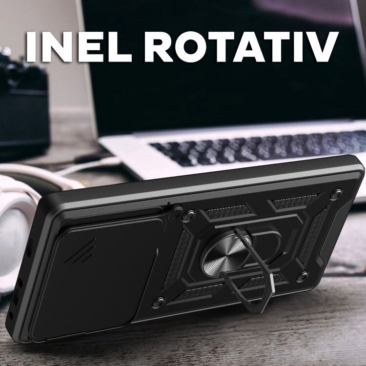 Husa pentru Xiaomi 17 DaDen® Hybrid Armor Kickstand, Slider Camera, Antisoc, Protectie Superioara, Negru