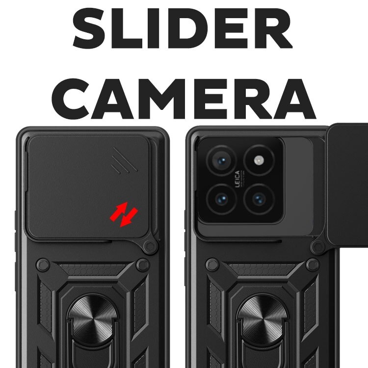 Husa pentru Xiaomi 17 DaDen® Hybrid Armor Kickstand, Slider Camera, Antisoc, Protectie Superioara, Negru