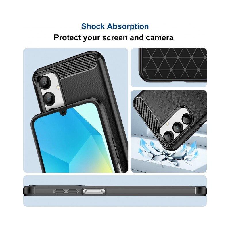 Husa Spate Upzz® Carbon Pro, Compatibila Cu Samsung Galaxy A17 5G, Protectie Perfecta, Silicon, Negru