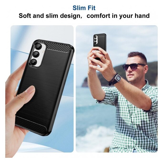 Husa Spate Upzz® Carbon Pro, Compatibila Cu Samsung Galaxy A17 5G, Protectie Perfecta, Silicon, Negru