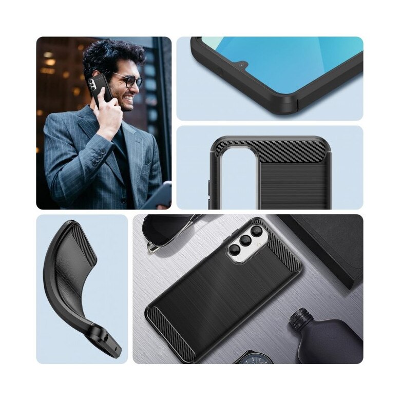 Husa Spate Upzz® Carbon Pro, Compatibila Cu Samsung Galaxy A17 5G, Protectie Perfecta, Silicon, Negru