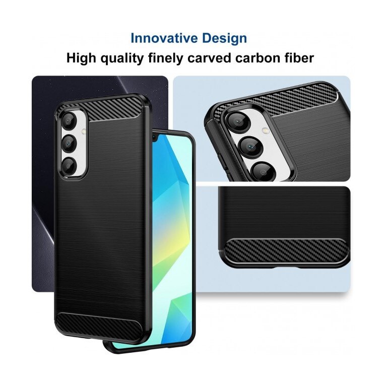 Husa Spate Upzz® Carbon Pro, Compatibila Cu Samsung Galaxy A17 5G, Protectie Perfecta, Silicon, Negru