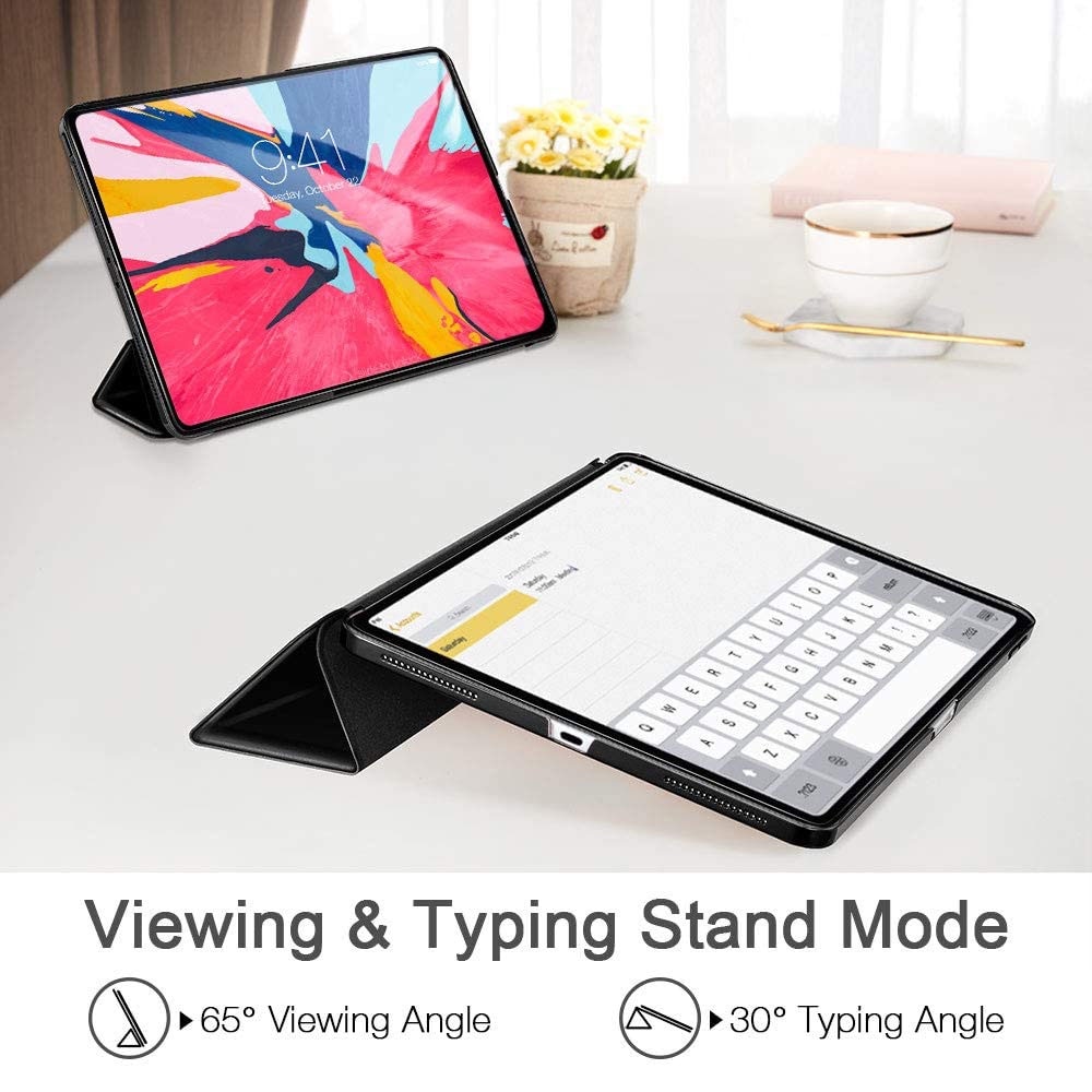 Husa magnetica compatibila cu iPad Pro 12.9 (3. generatie) K0345-0723-CJ-xw8064, atasare magnetica, compatibila Apple Pencil cu incarcare wireless, functie auto sleep/wake, suport triunghiular, negru