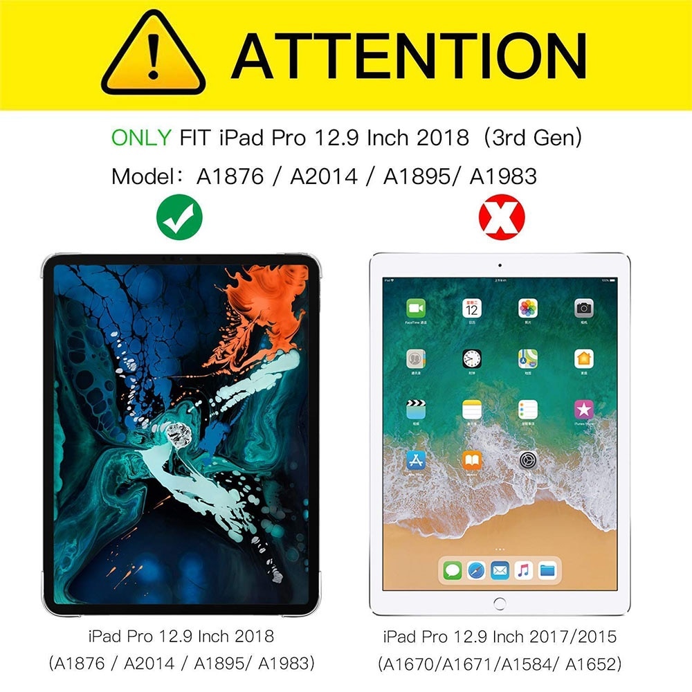 Husa magnetica compatibila cu iPad Pro 12.9 (3. generatie) K0345-0723-CJ-xw8064, atasare magnetica, compatibila Apple Pencil cu incarcare wireless, functie auto sleep/wake, suport triunghiular, negru