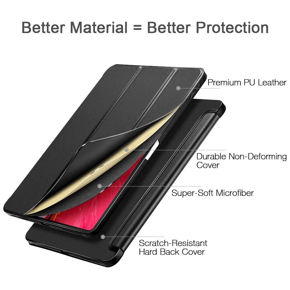 Husa magnetica compatibila cu iPad Pro 12.9 (3. generatie) K0345-0723-CJ-xw8064, atasare magnetica, compatibila Apple Pencil cu incarcare wireless, functie auto sleep/wake, suport triunghiular, negru