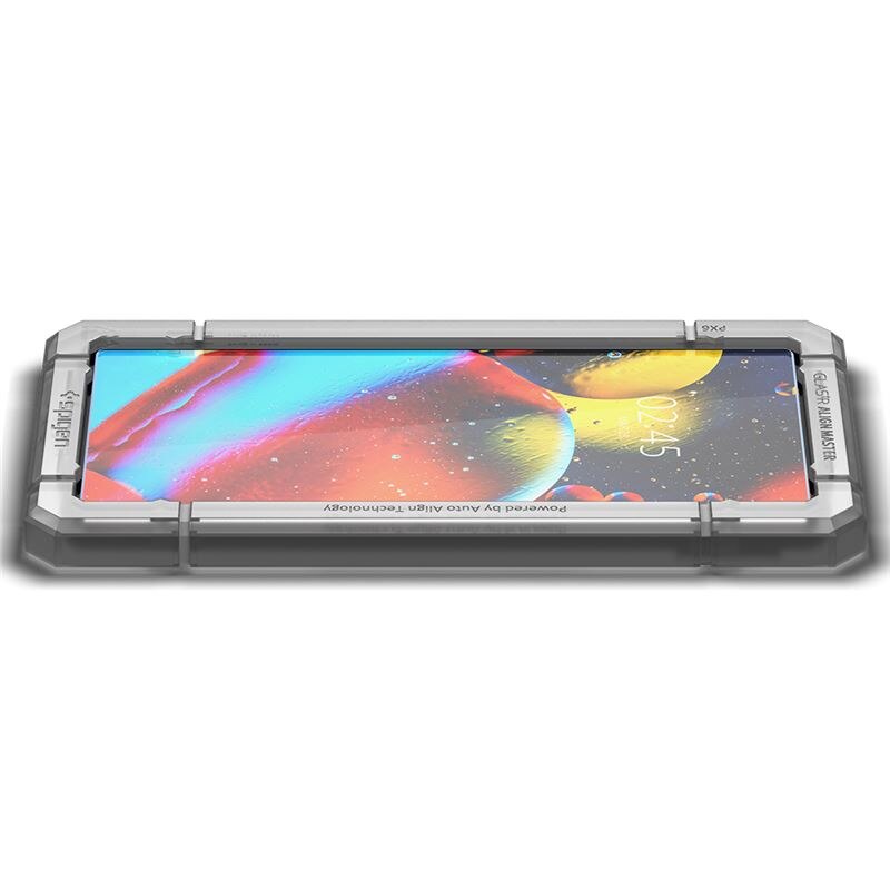 Set 2 folii sticla cu sistem de montare Case friendly Spigen ALM Glass compatibil cu Google Pixel 6