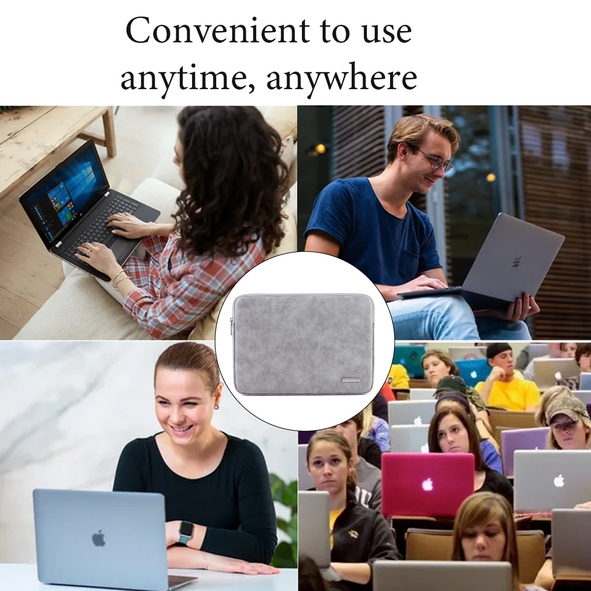 Husa de protectie pentru laptop Zeaicos, argintie, 12 inch, design compact, potrivita pentru MacBook Air/Pro