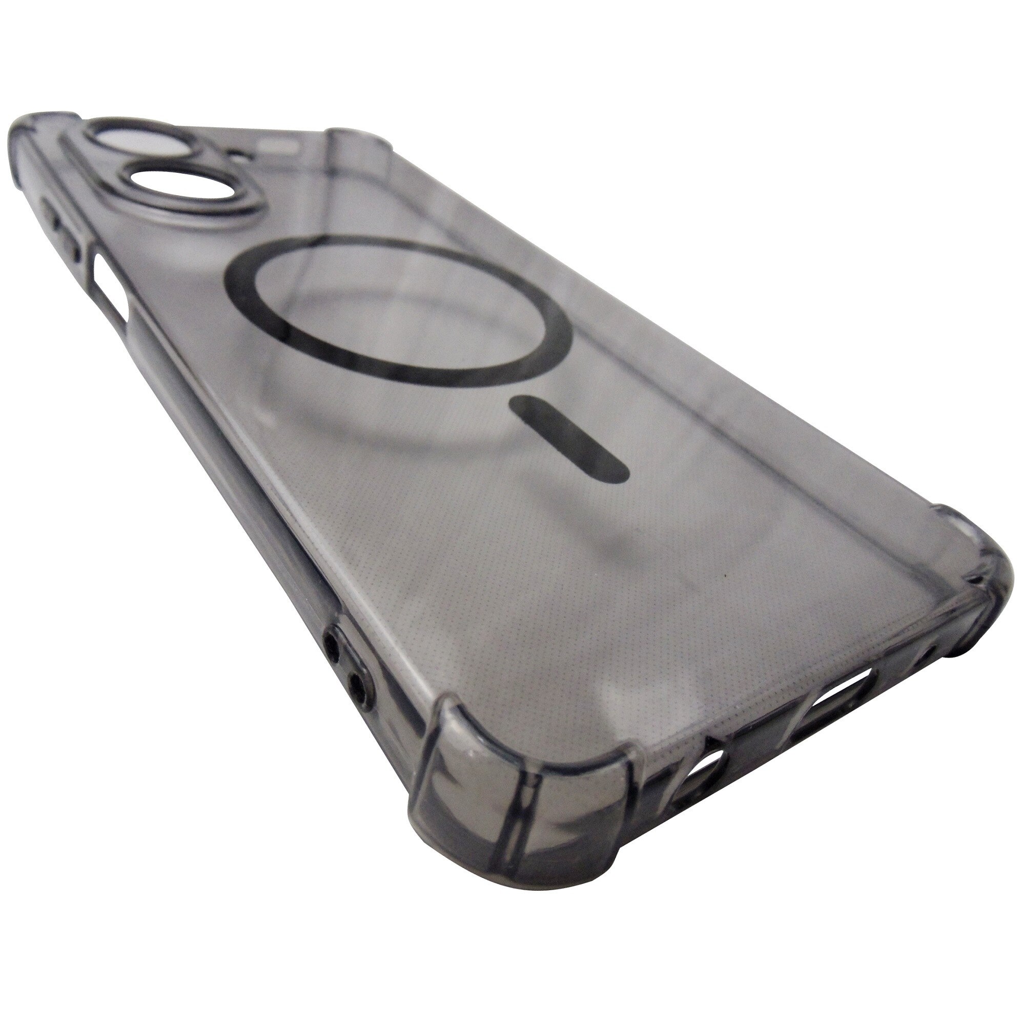 Husa spate silicon gri transparent cu negru, magnet, colturi intarite, pentru Xiaomi Redmi A5 4G