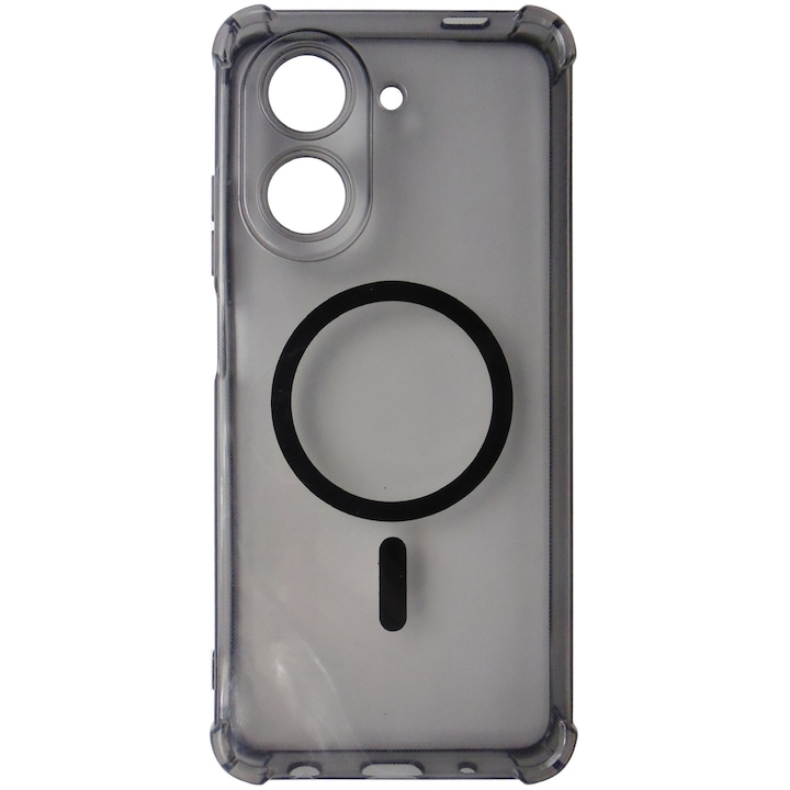 Husa spate silicon gri transparent cu negru, magnet, colturi intarite, pentru Xiaomi Redmi A5 4G