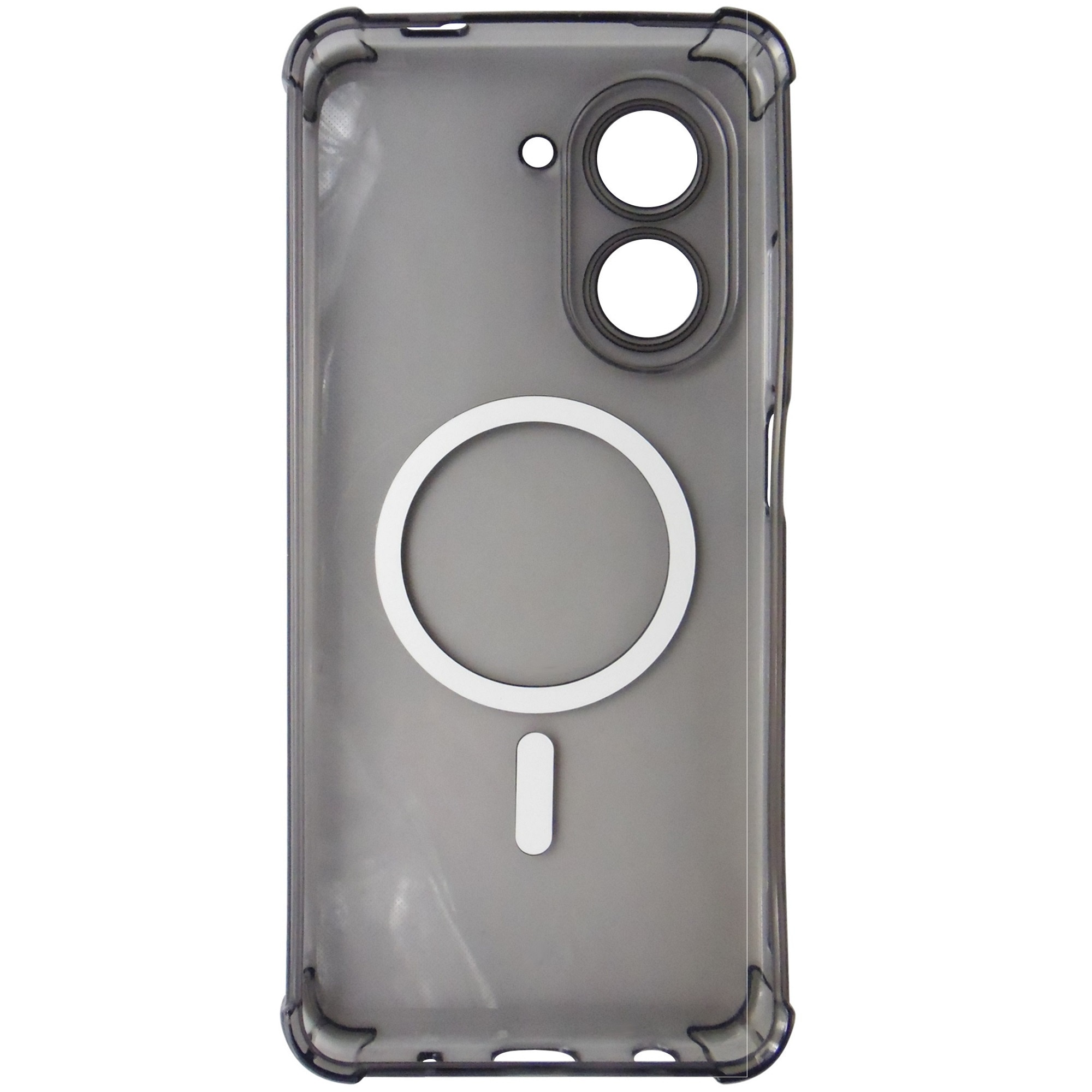 Husa spate silicon gri transparent cu negru, magnet, colturi intarite, pentru Xiaomi Redmi A5 4G