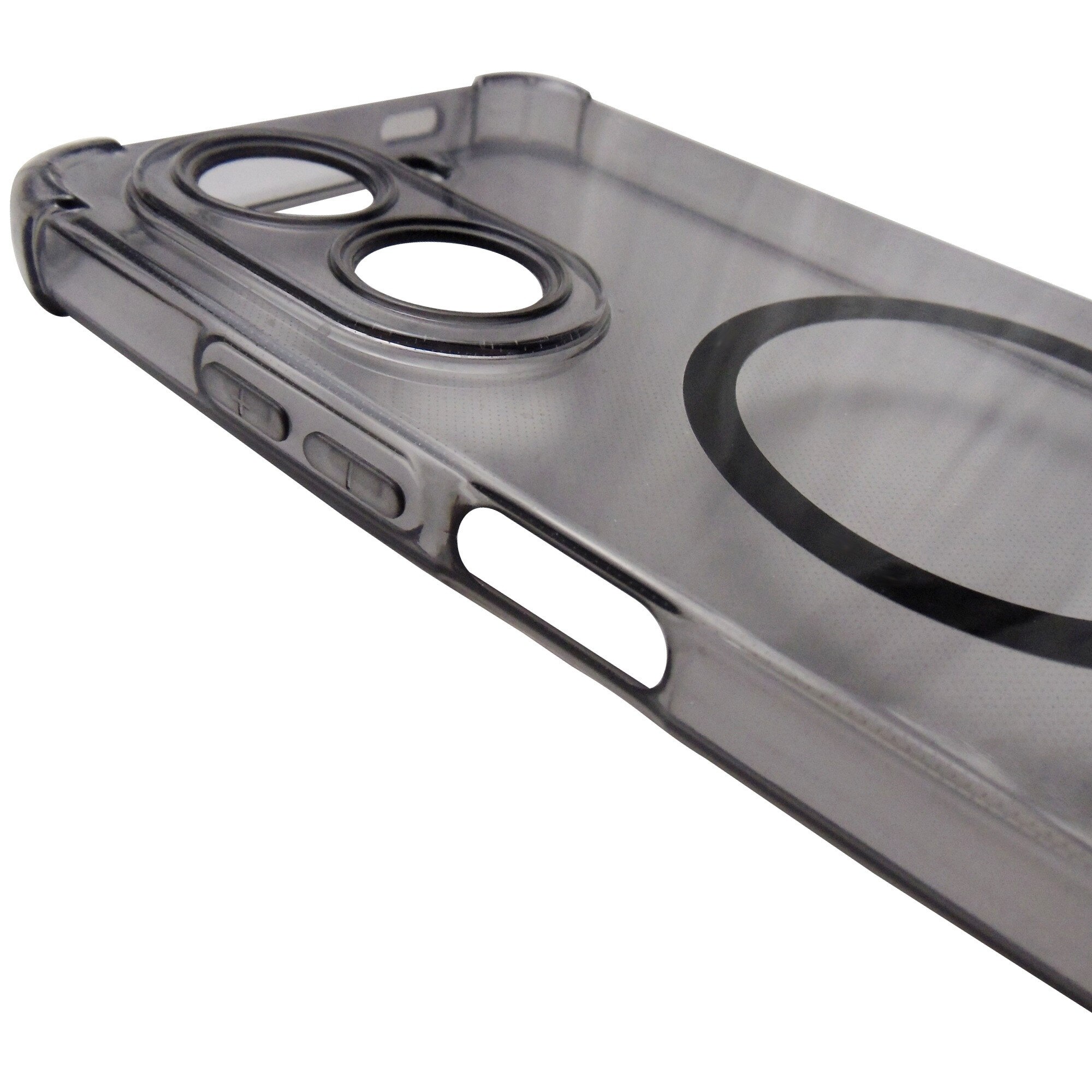 Husa spate silicon gri transparent cu negru, magnet, colturi intarite, pentru Xiaomi Redmi A5 4G