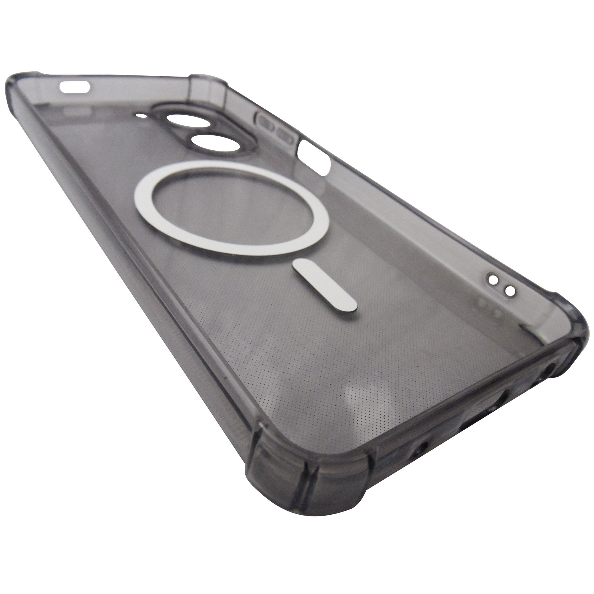 Husa spate silicon gri transparent cu negru, magnet, colturi intarite, pentru Xiaomi Redmi A5 4G