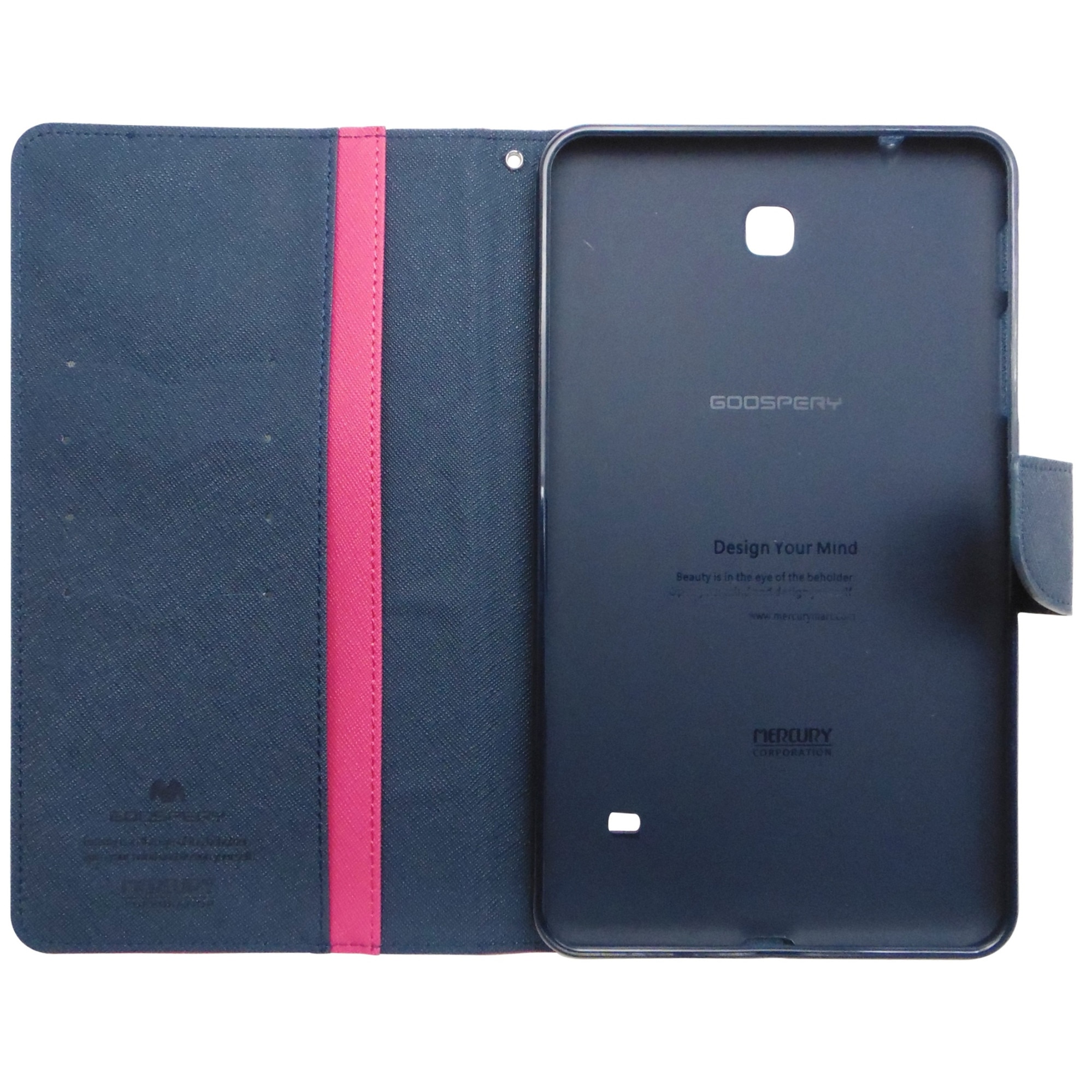 Husa tip carte Mercury Goospery Fancy Diary roz + bleumarin pentru Samsung Galaxy Tab 4 8.0 (SM-T330), Tab 4 8.0 LTE (SM-T335)