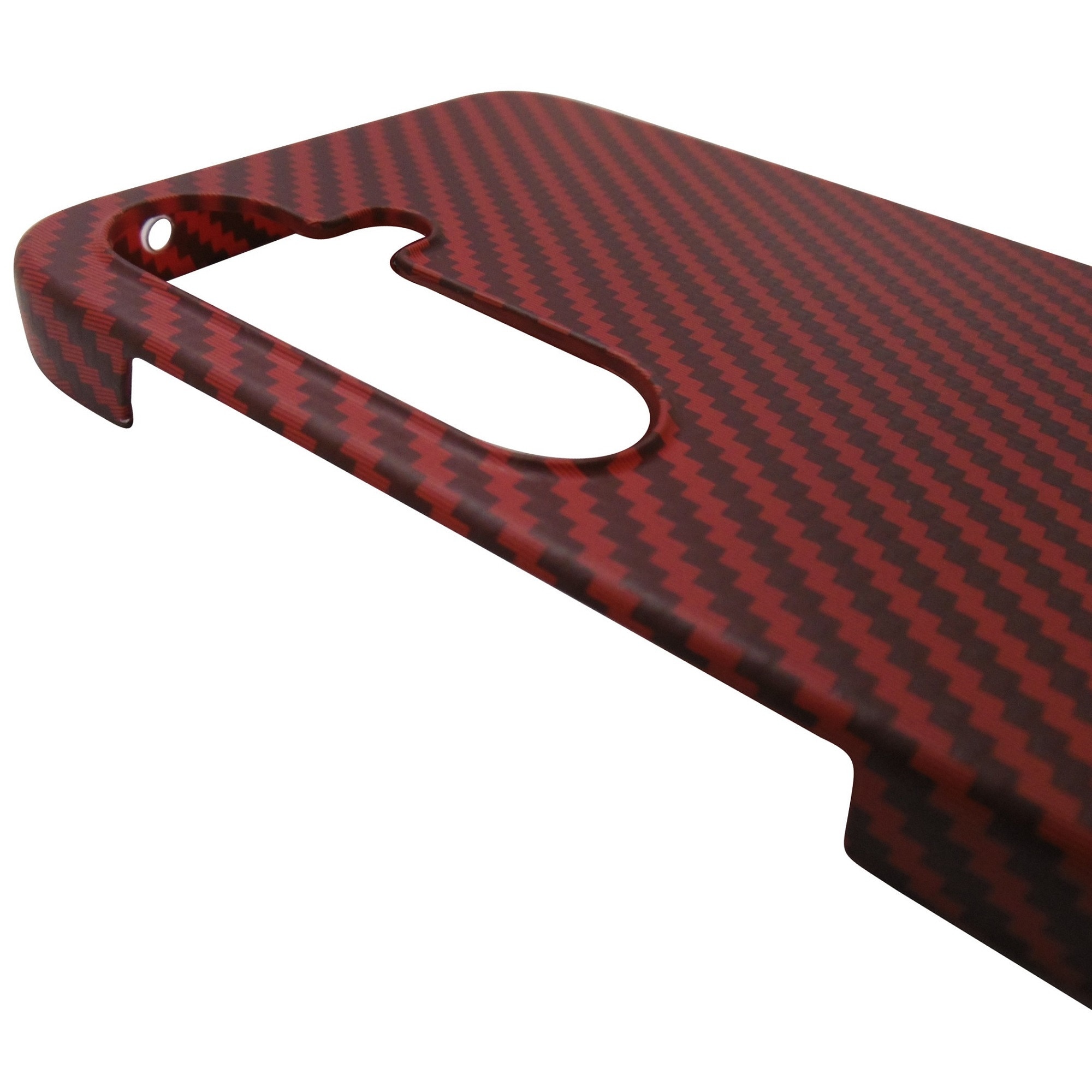 Husa spate policarbonat aspect Carbon, rosu cu maro, pentru Samsung Galaxy A35 5G