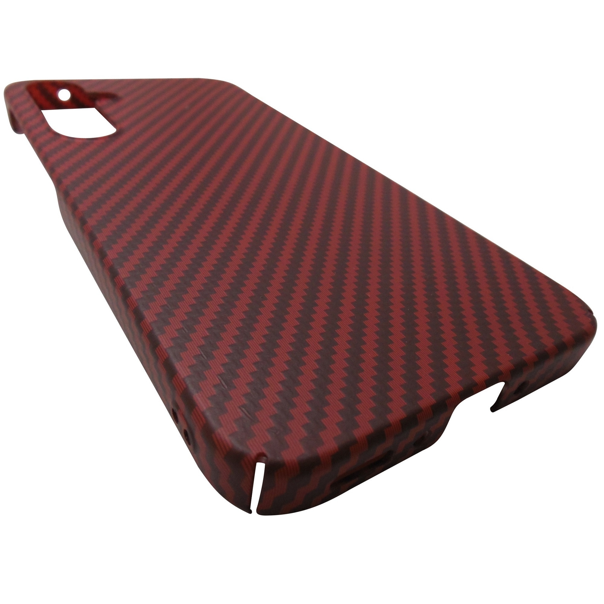 Husa spate policarbonat aspect Carbon, rosu cu maro, pentru Samsung Galaxy A35 5G