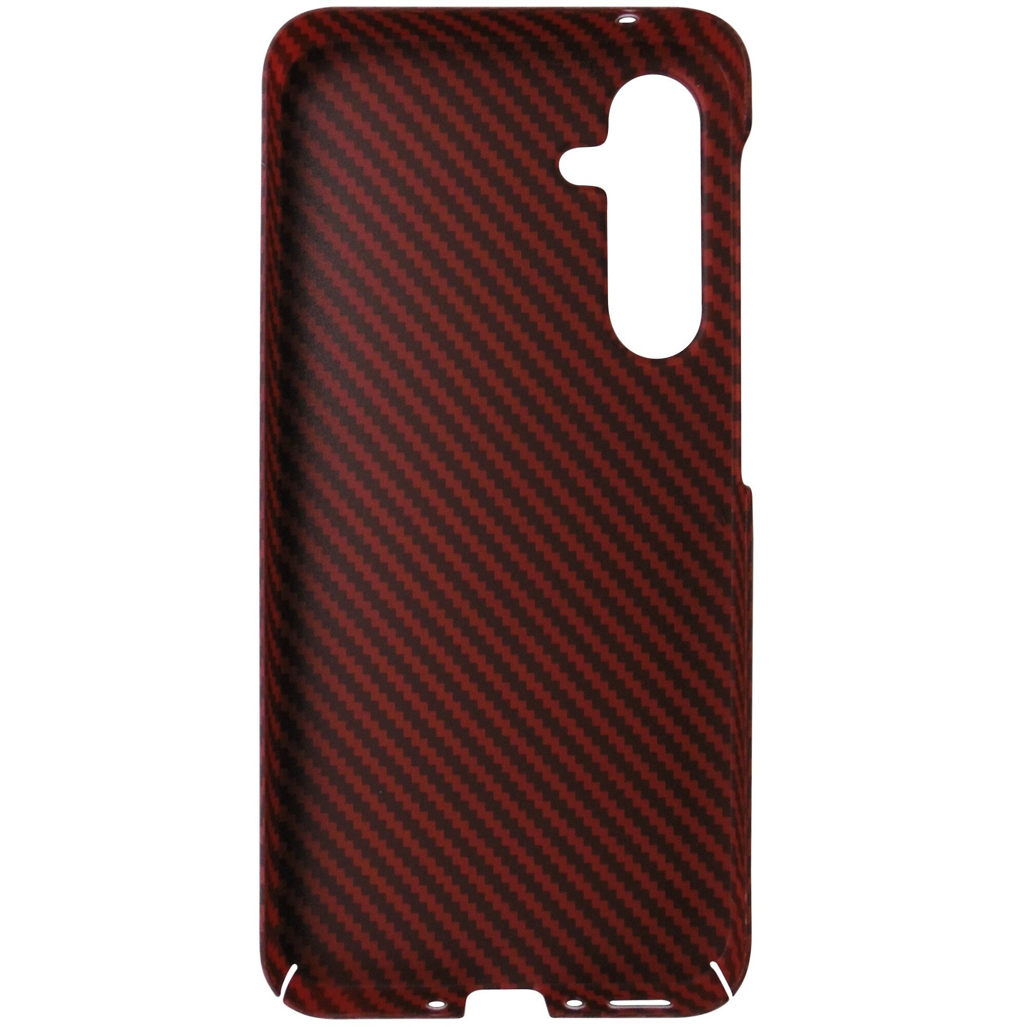 Husa spate policarbonat aspect Carbon, rosu cu maro, pentru Samsung Galaxy A35 5G
