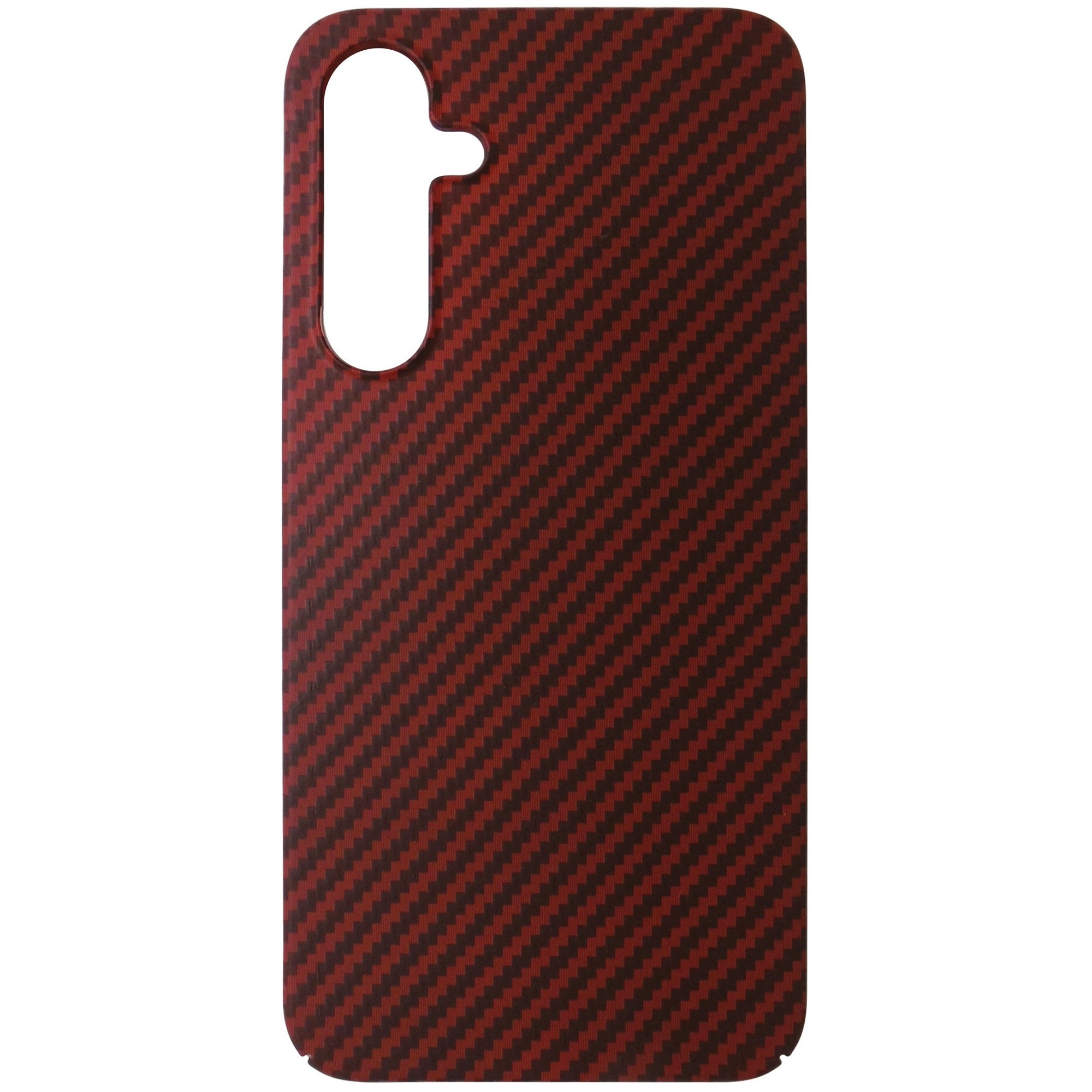 Husa spate policarbonat aspect Carbon, rosu cu maro, pentru Samsung Galaxy A35 5G