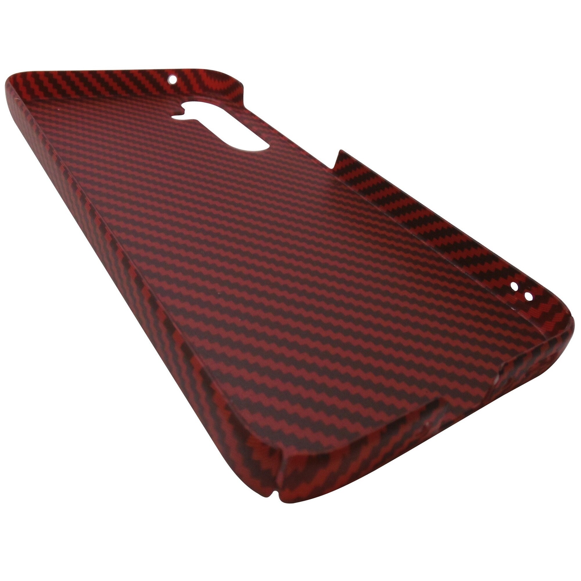 Husa spate policarbonat aspect Carbon, rosu cu maro, pentru Samsung Galaxy A35 5G