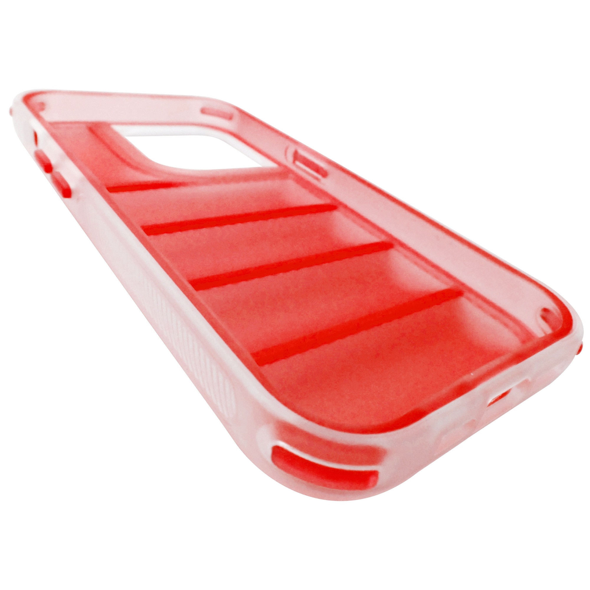 Husa spate antisoc policarbonat alb si TPU rosu, semitransparent, pentru Apple iPhone 14 Pro