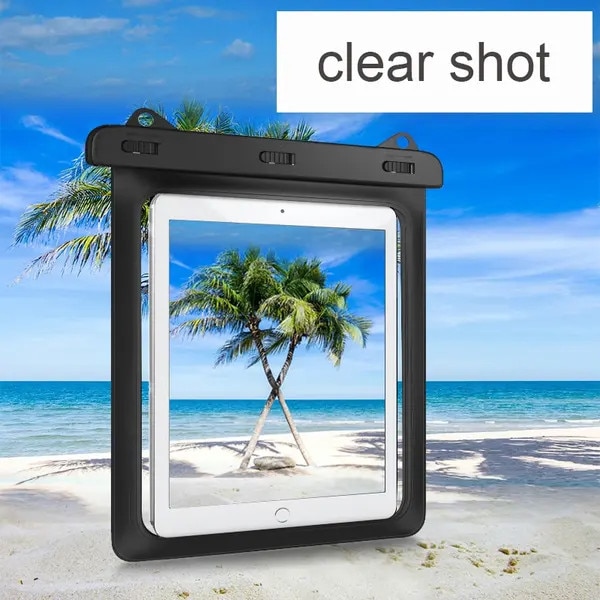Husa impermeabila pentru tableta VITERRA.4-25CDCJ-K0232-260829-6830, IPX8, din PVC, pentru tablete pana la 12 inch, functie touchscreen si butoane subacvatice, negru/transparent, 21.6 x 29 x 1 cm