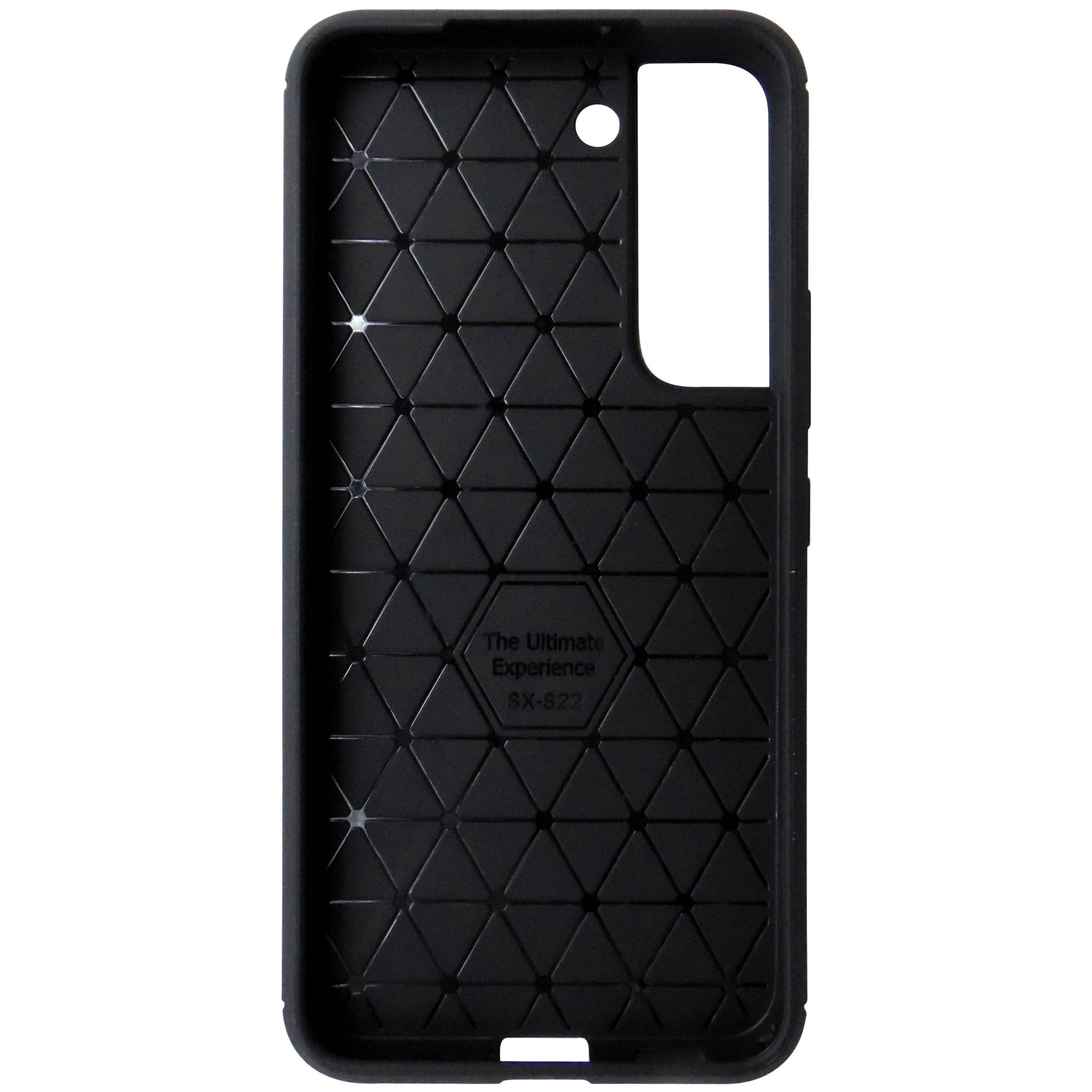 Husa spate Auto Focus aspect Carbon silicon neagra pentru Samsung Galaxy S22 5G
