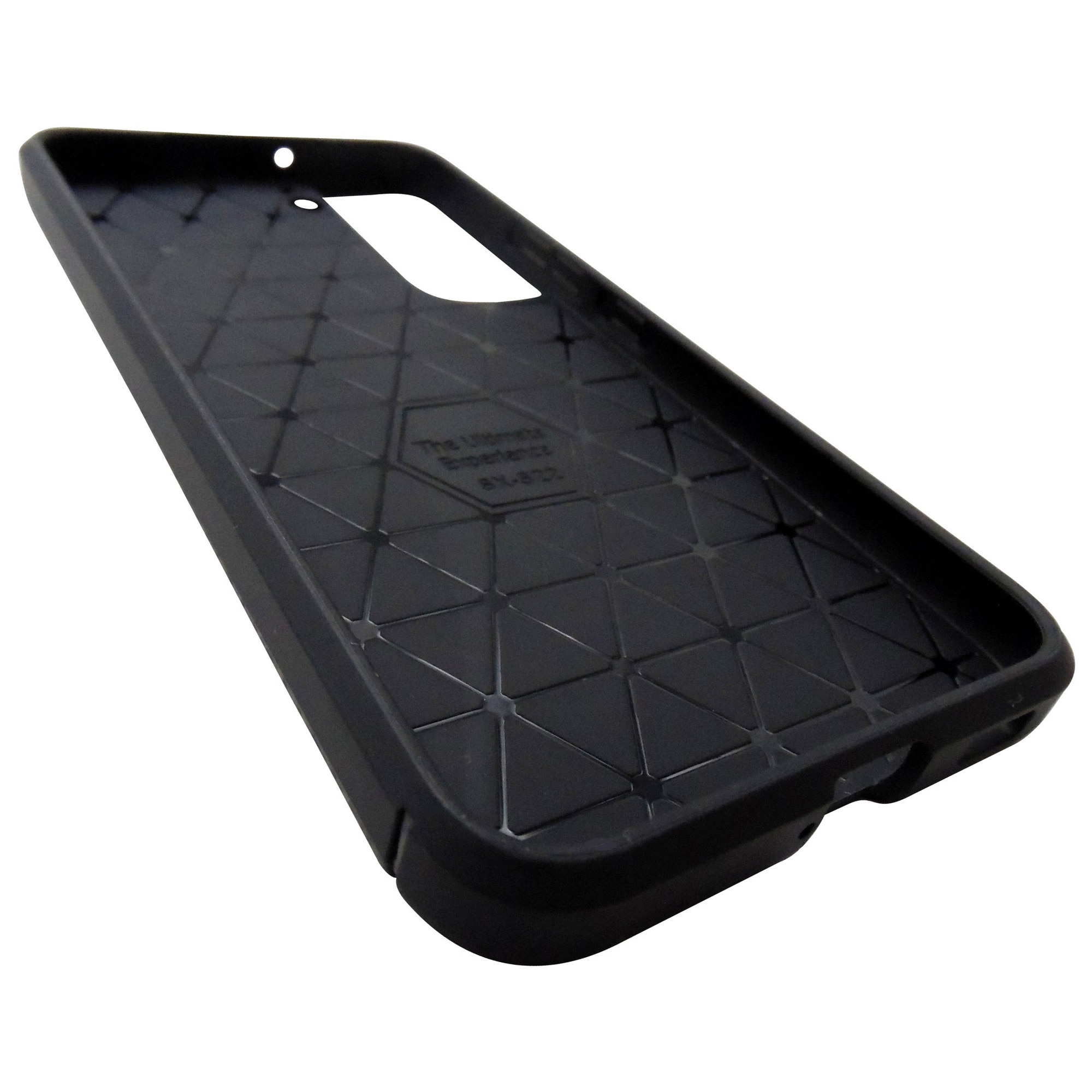 Husa spate Auto Focus aspect Carbon silicon neagra pentru Samsung Galaxy S22 5G