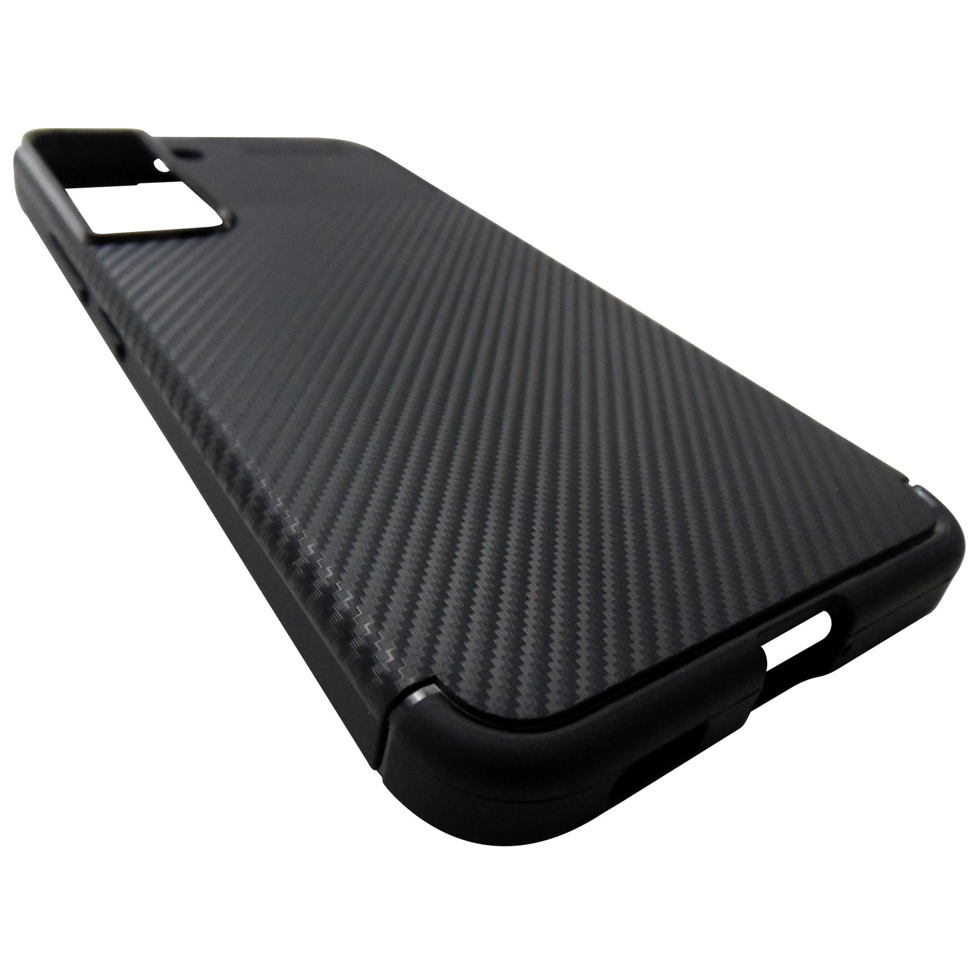 Husa spate Auto Focus aspect Carbon silicon neagra pentru Samsung Galaxy S22 5G