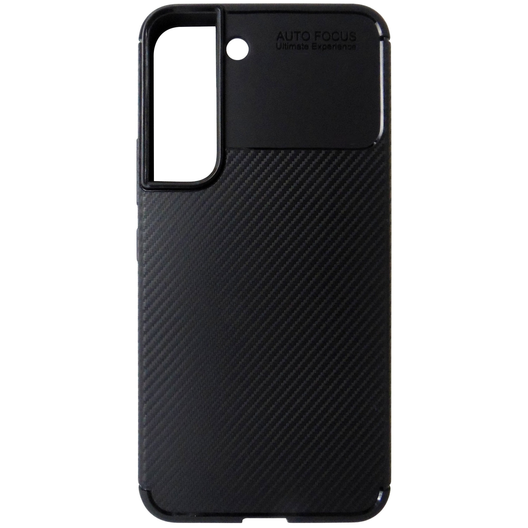 Husa spate Auto Focus aspect Carbon silicon neagra pentru Samsung Galaxy S22 5G
