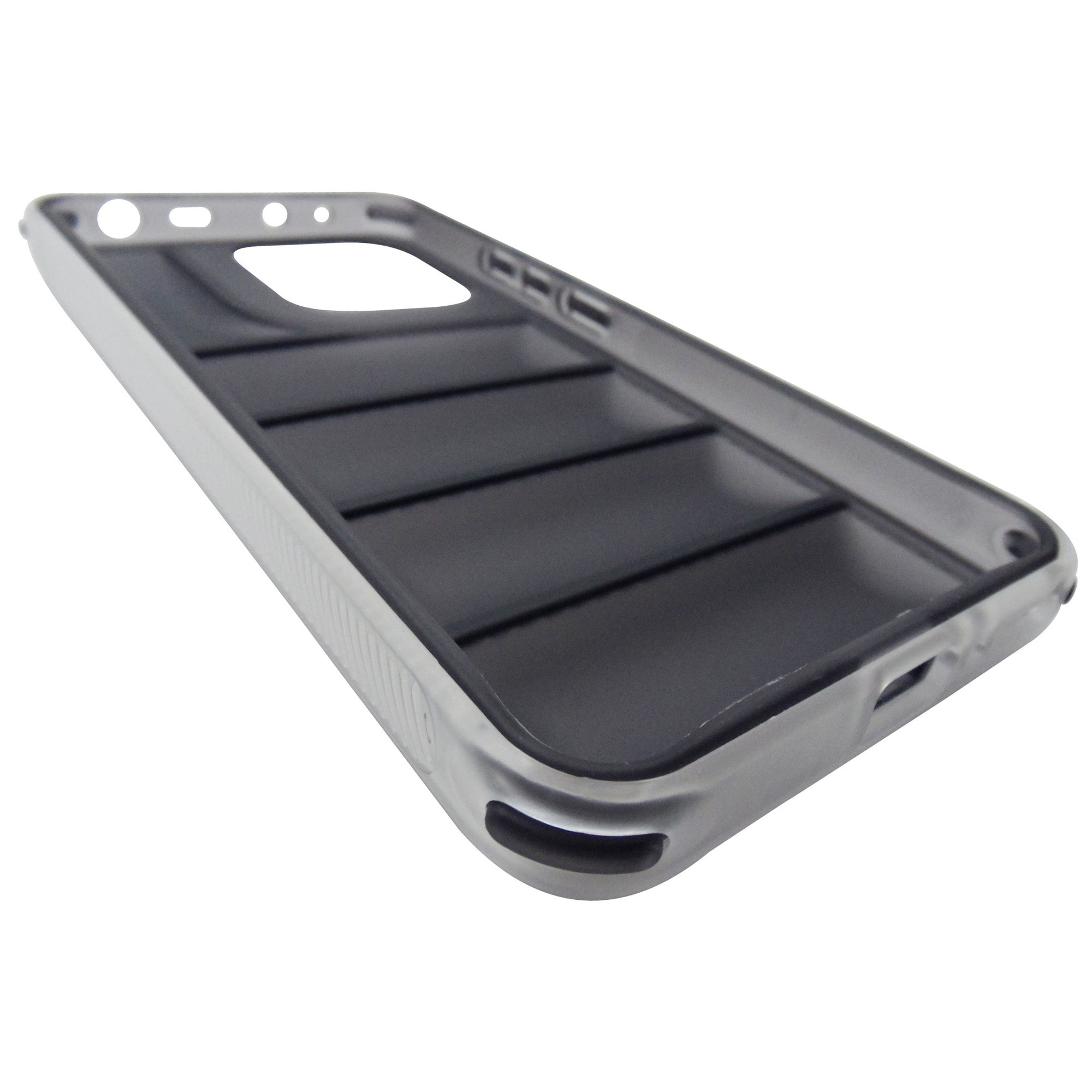 Husa spate antisoc policarbonat alb si TPU gri semitransparente, pentru Xiaomi Redmi Note 13 4G