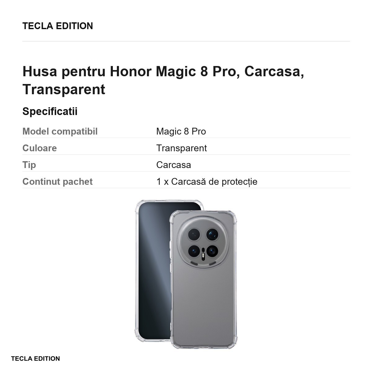 Husa Anti Shock 1, 5 mm pentru Honor Magic 8 Pro, Carcasa, Transparent