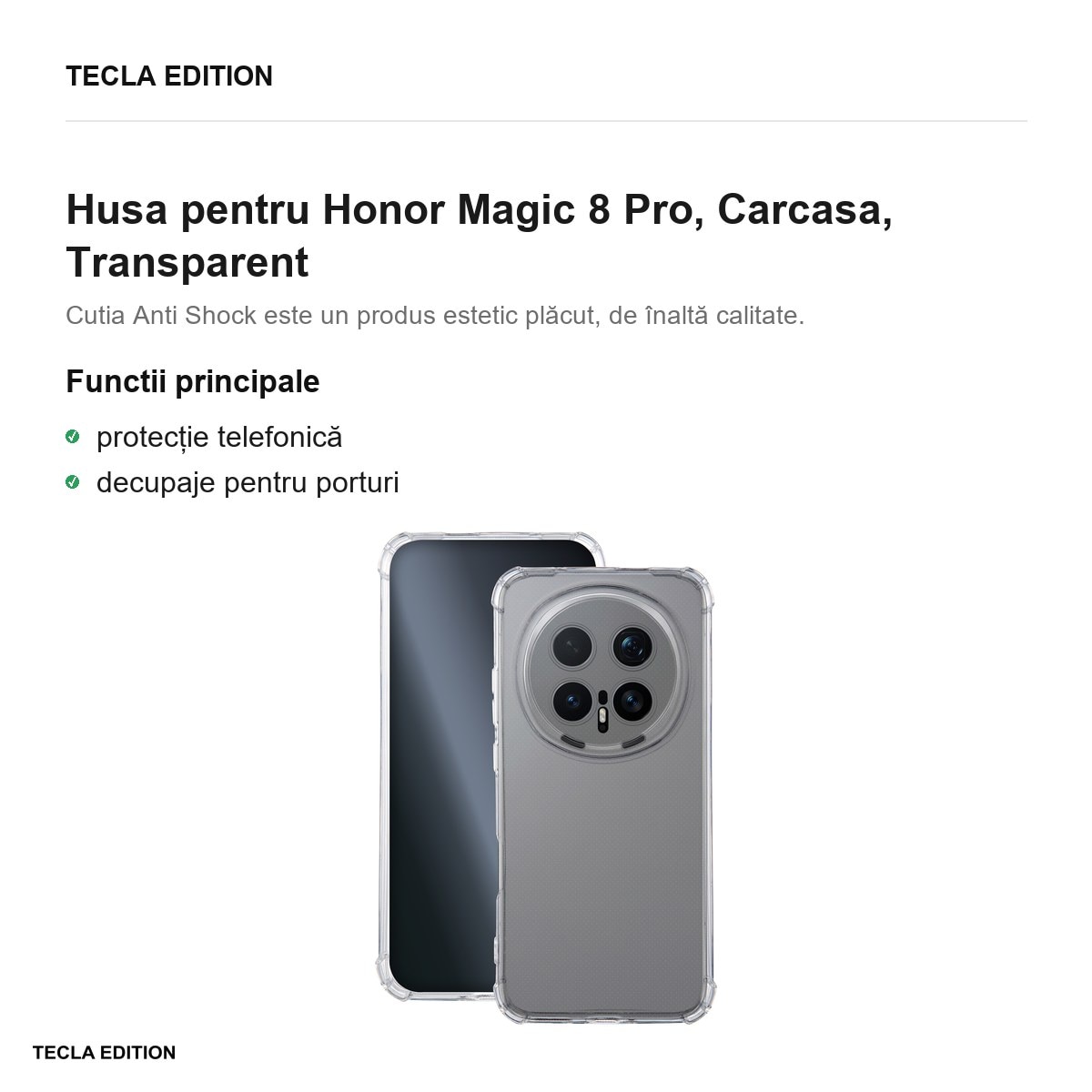 Husa Anti Shock 1, 5 mm pentru Honor Magic 8 Pro, Carcasa, Transparent