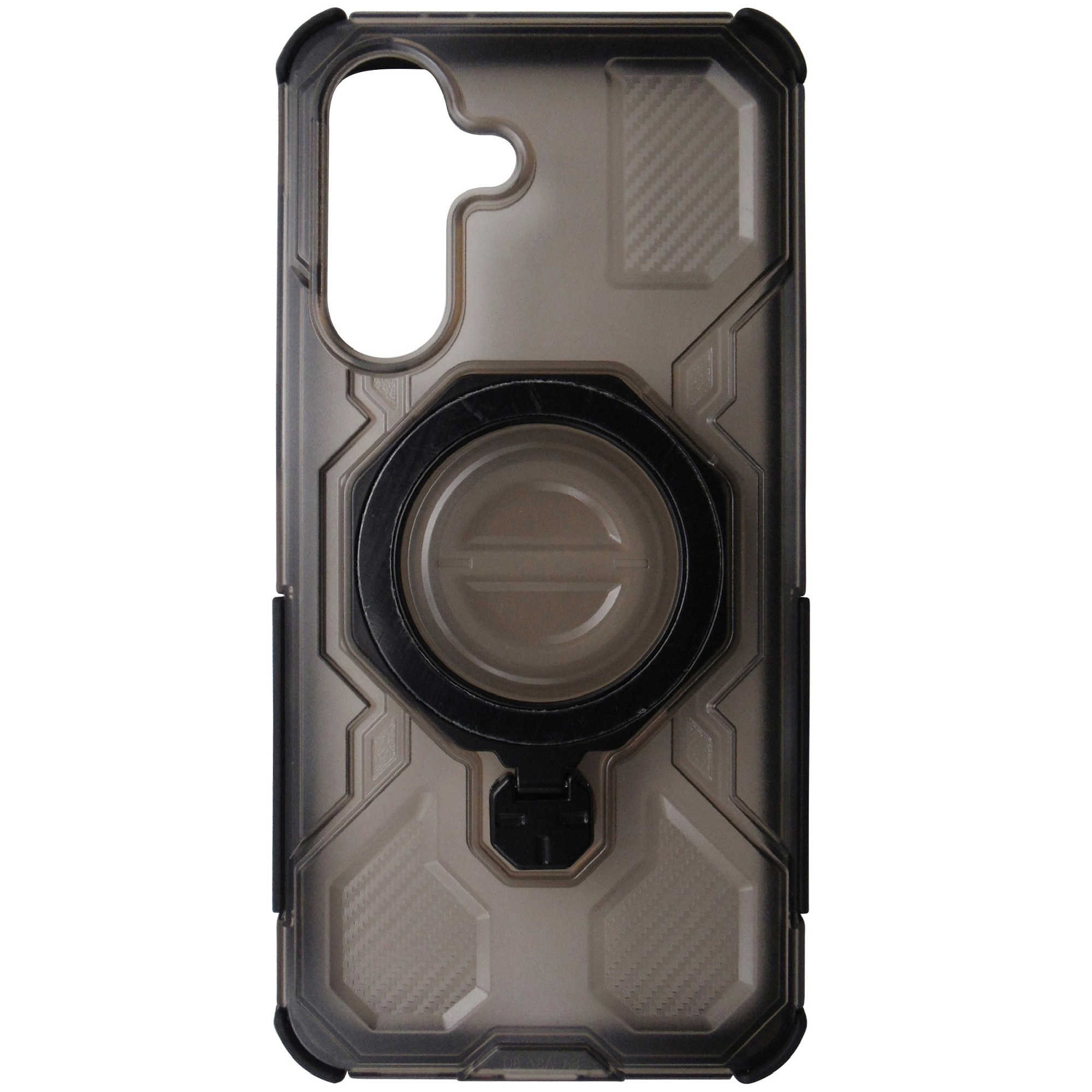 Husa spate Carbon Shield Pro cu inel si stand, TPU negru, PC fumuriu semitransparent, pentru Samsung Galaxy A37 5G