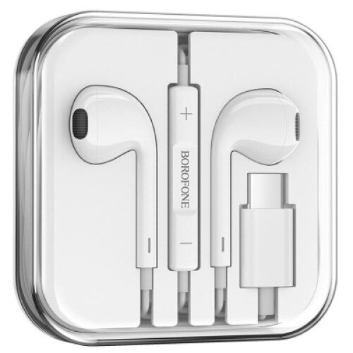 Casti audio In-Ear Borofone BM56, USB-C, Microfon, White