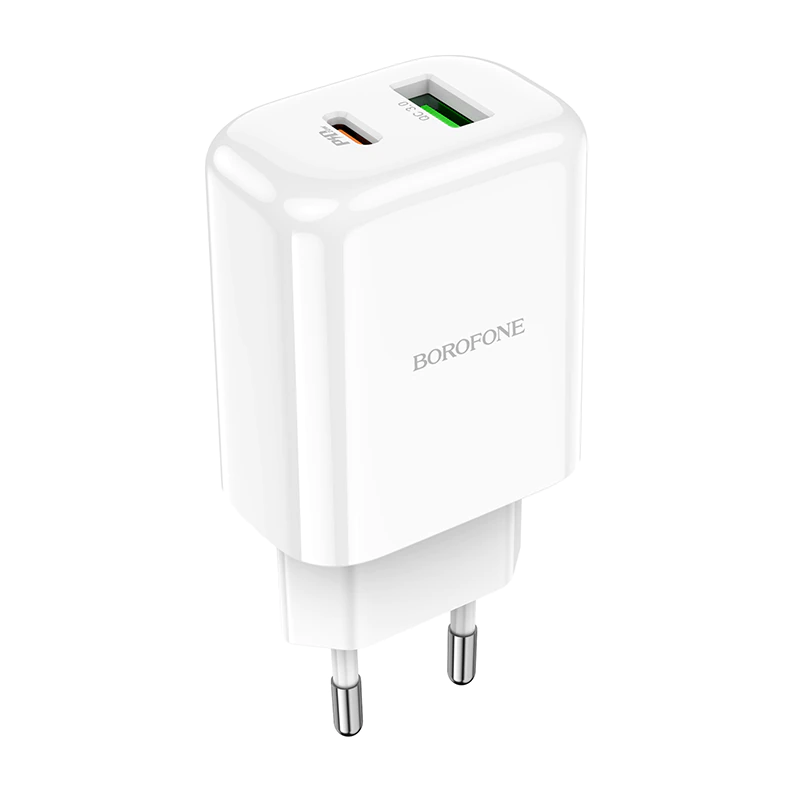 Incarcator retea Borofone BN4 Potential, Quick Charge, USB/USB-C, White