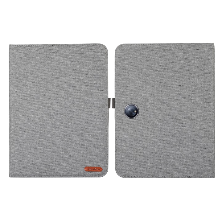 Husa tableta pentru OPPO Pad Neo 11.4, piele textila, tip carte cu suport, capac gri