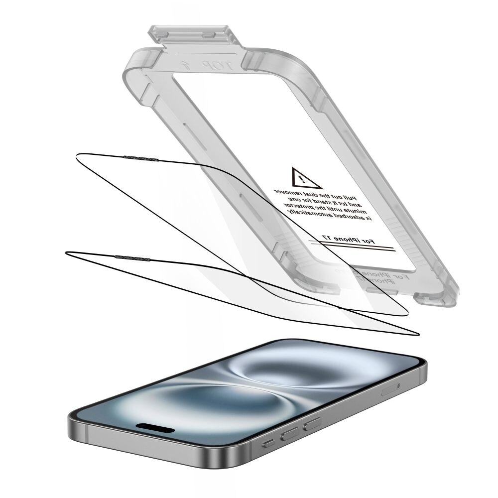 Set 2 folii protectie Tech-Protect Quick Set Plus compatibil cu iPhone 17, Kit instalare inclus, Negru