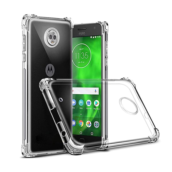 Husa Antisoc compatibila cu Motorola Moto G6 Play, Protectie antisoc, Silicon Slim, Crystal Clear