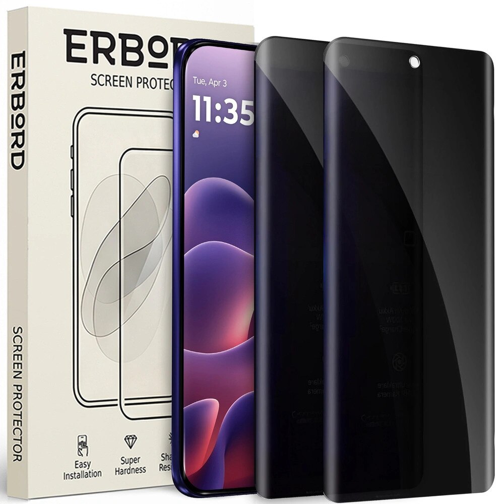 Set 2 sticle protectie ecran ERBORD Anti-Spy, Motorola Edge 70 Fusion, transparent, 9H