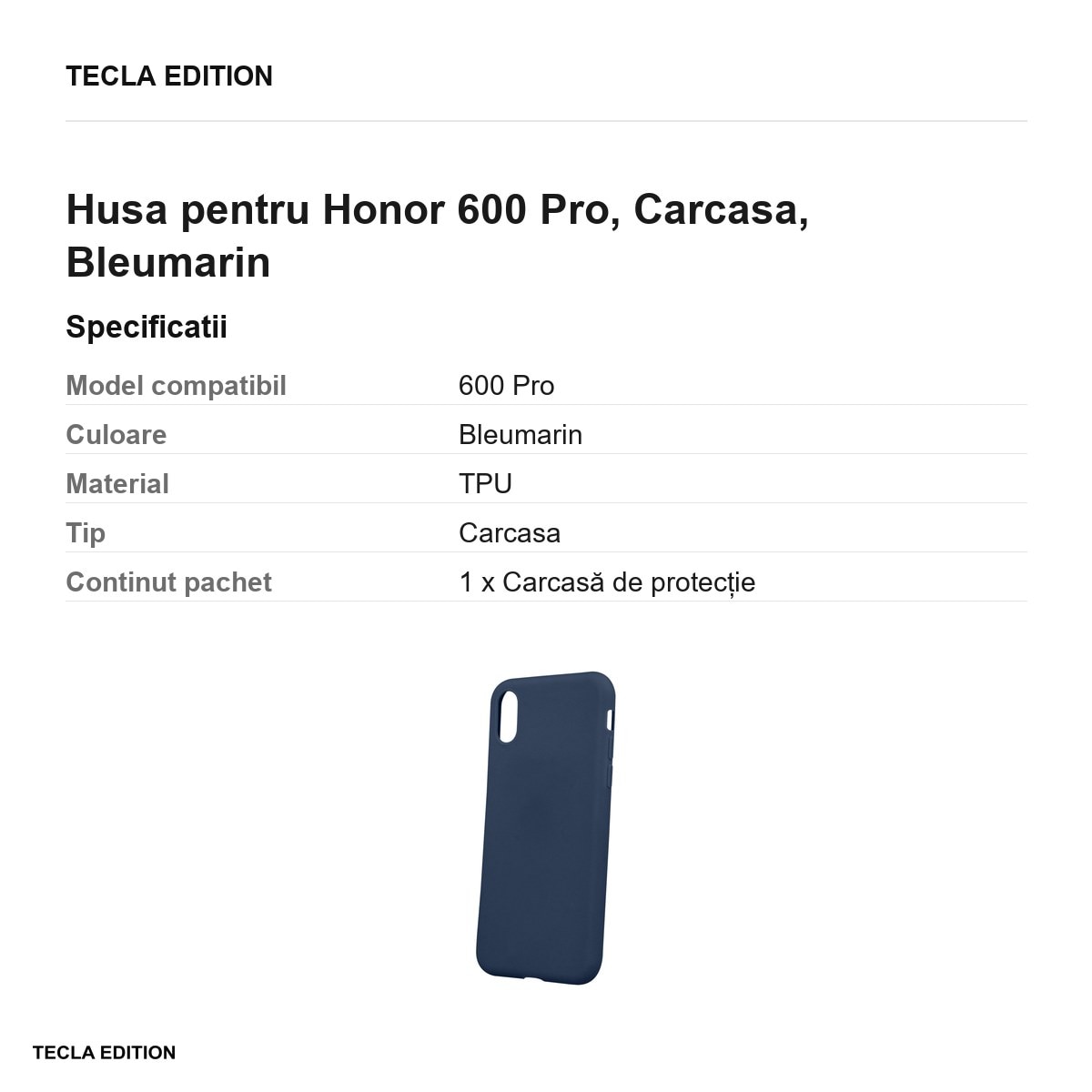 Husa Matt TPU pentru Honor 600 Pro, Carcasa, Bleumarin