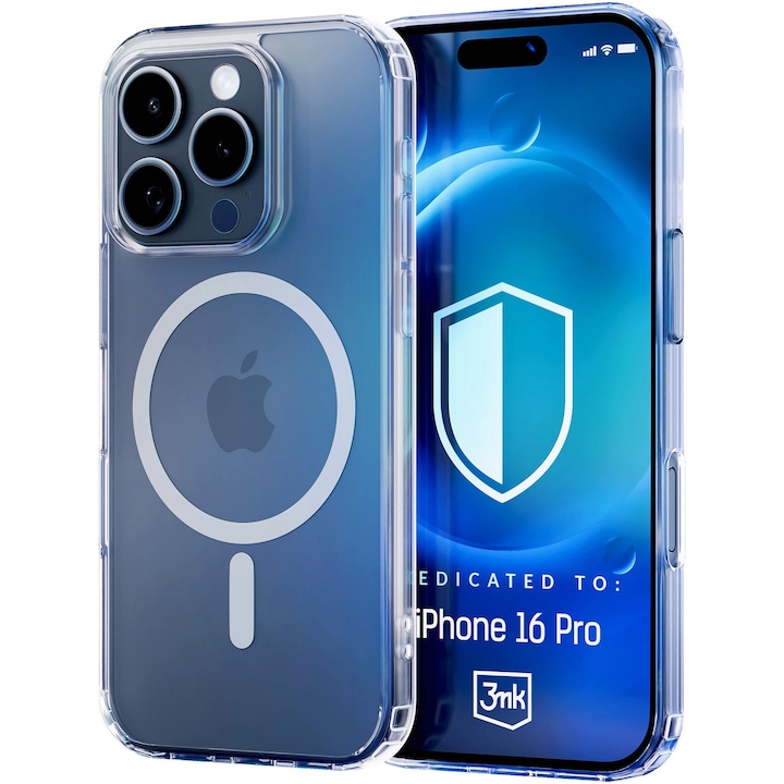 Husa de protectie 3mk MagCase pentru iPhone 16 Pro, Transparent
