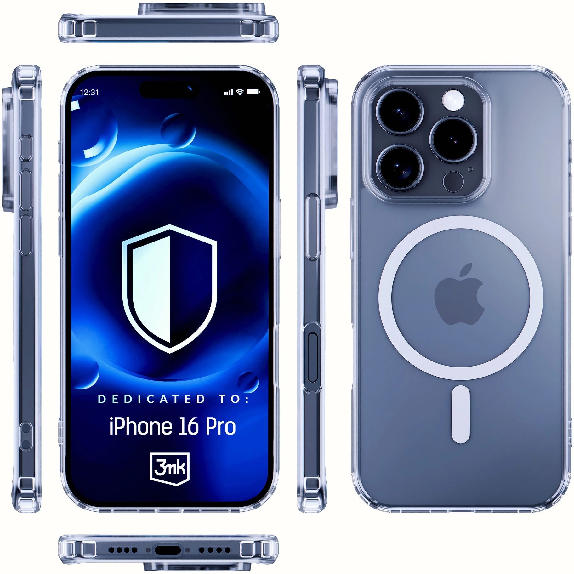 Husa de protectie 3mk MagCase pentru iPhone 16 Pro, Transparent