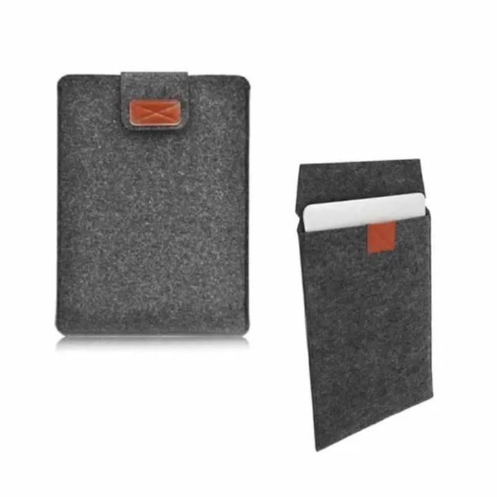 Husa pentru laptop din fetru cu inchidere velcro, gri inchis, 11,6 inch