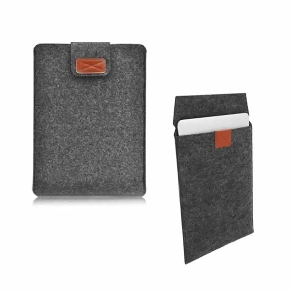 Husa pentru laptop din fetru cu inchidere velcro, gri inchis, 11,6 inch