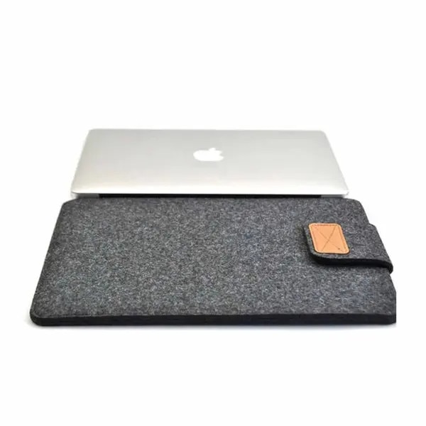 Husa pentru laptop din fetru cu inchidere velcro, gri inchis, 11,6 inch