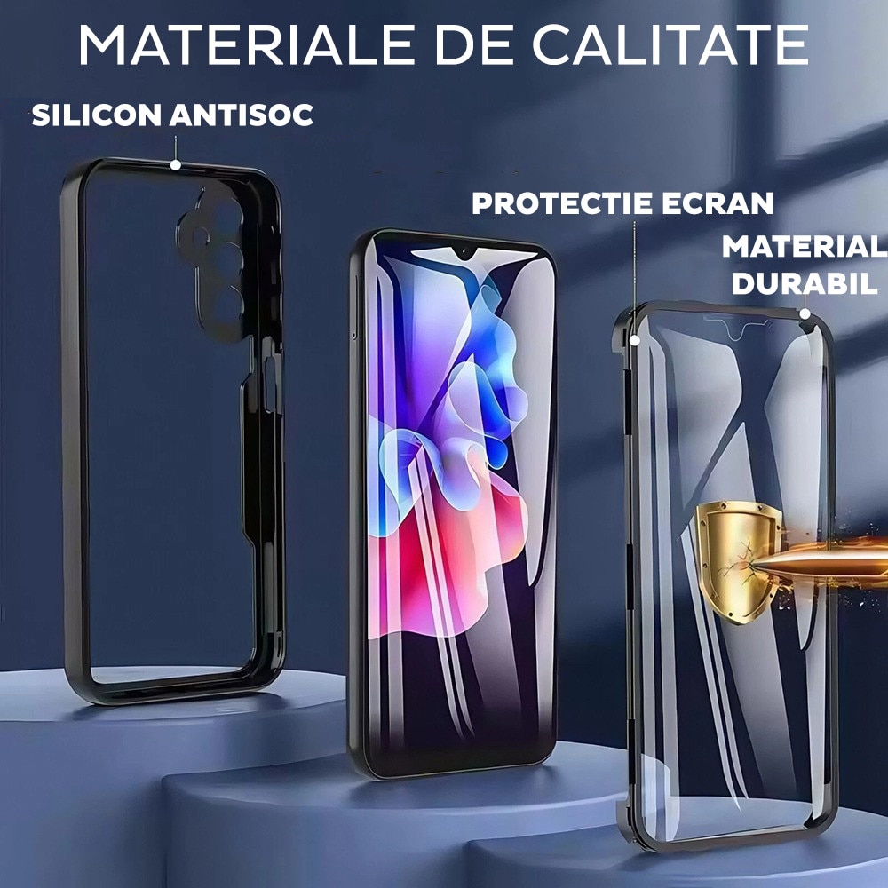 Husa pentru Samsung Galaxy A57 5G DaDen® ColorVerse 360, Antisoc, Protectie completa spate-ecran, Roz