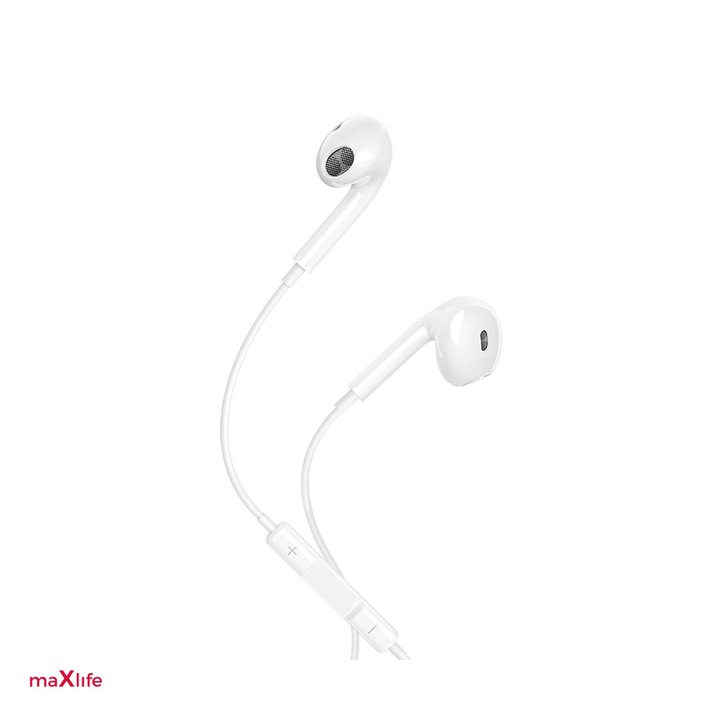 Casti Maxlife cu fir MXEP-04 USB-C, cablu 1.2m, Alb