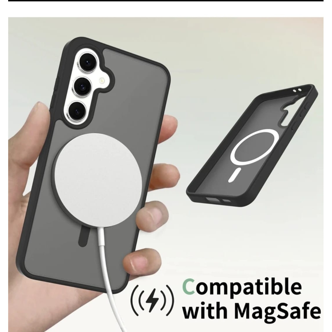 Husa Magnetica Pentru Samsung Galaxy S24, PC + TPU Premium, Anti-Amprenta Instant, Compatibila Incarcare Wireless, Protectie Antishock, Soft Touch, Anti-Alunecare, Design Slim Elegant, Negru Transparent