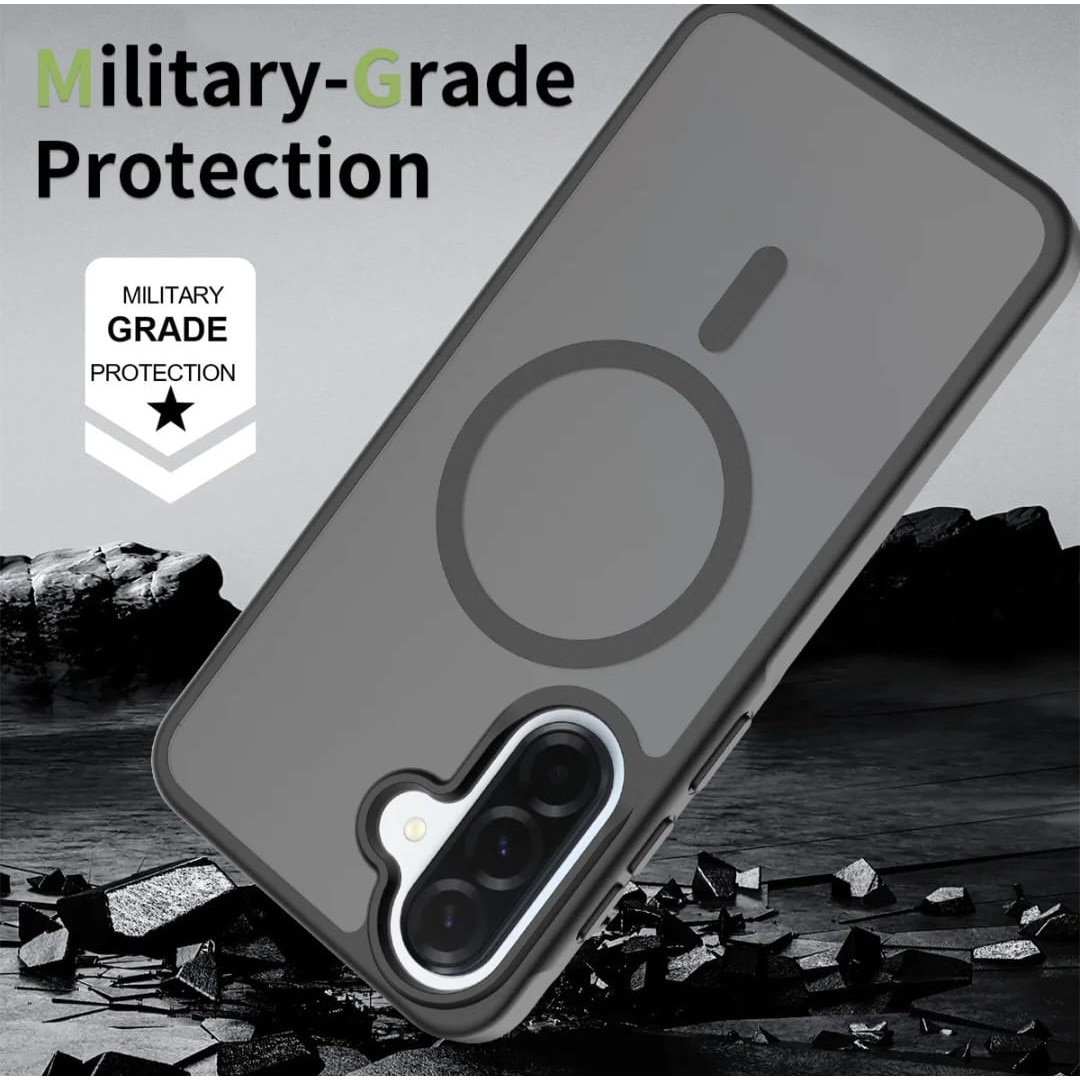 Husa Magnetica Pentru Samsung Galaxy S24, PC + TPU Premium, Anti-Amprenta Instant, Compatibila Incarcare Wireless, Protectie Antishock, Soft Touch, Anti-Alunecare, Design Slim Elegant, Negru Transparent